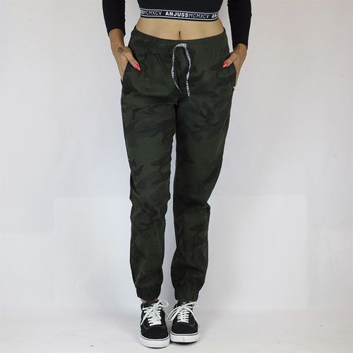 calça de sarja feminina camuflada