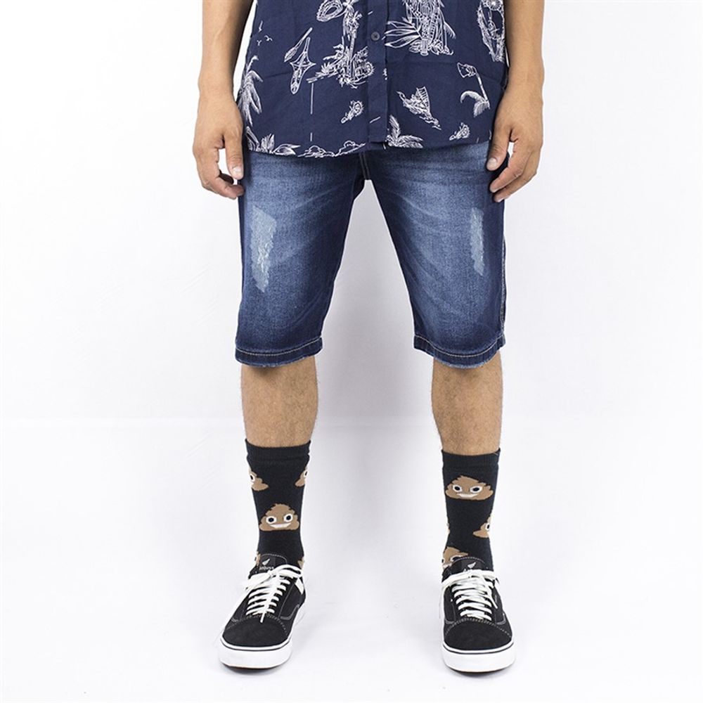 Bermuda Jeans Manchada Anjuss Anjuss Moda Streetwear Anjuss
