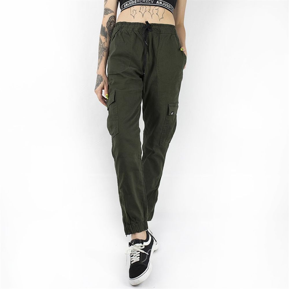 calça jogging verde militar