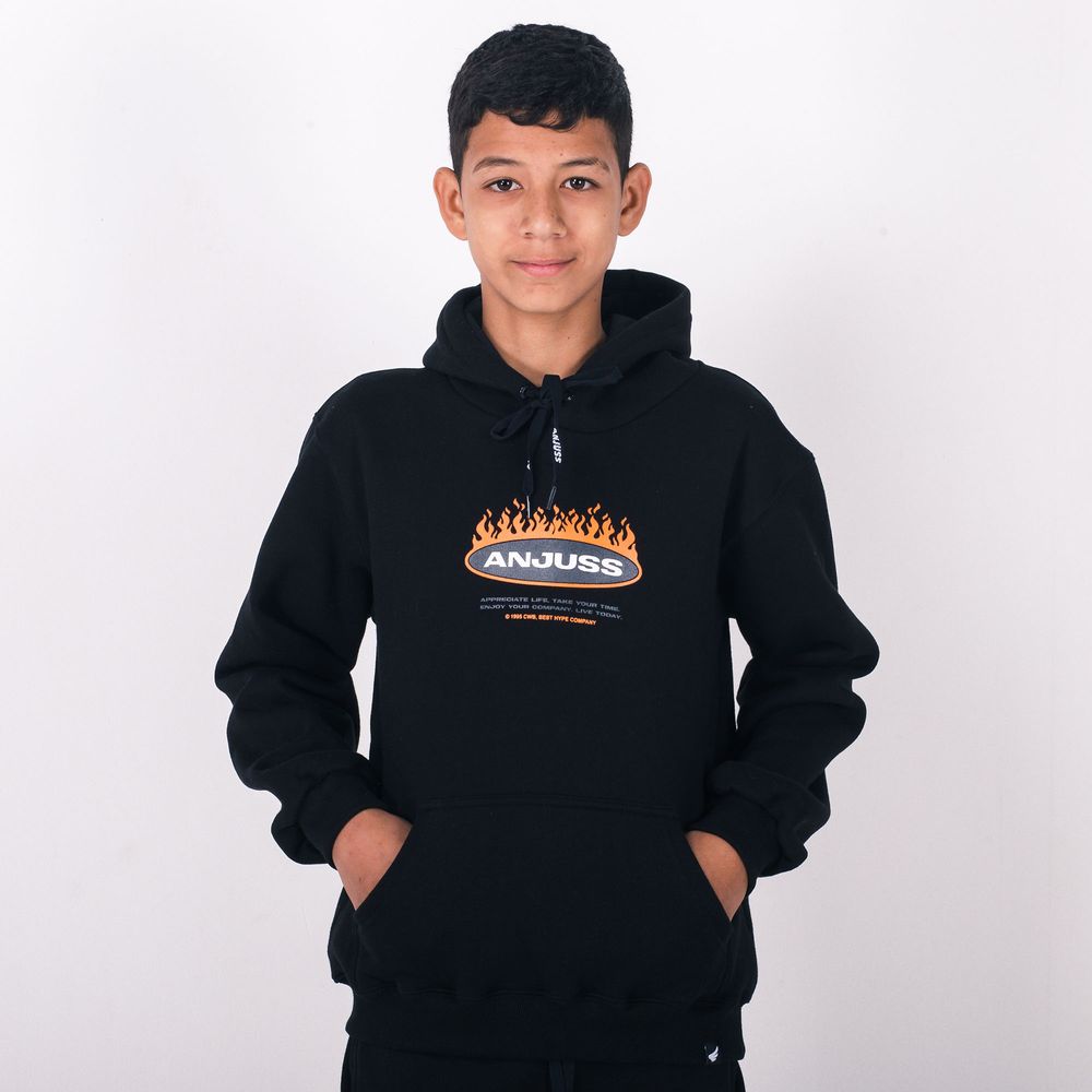 Blusa canguru juvenil moletom live anjuss today Preto 10